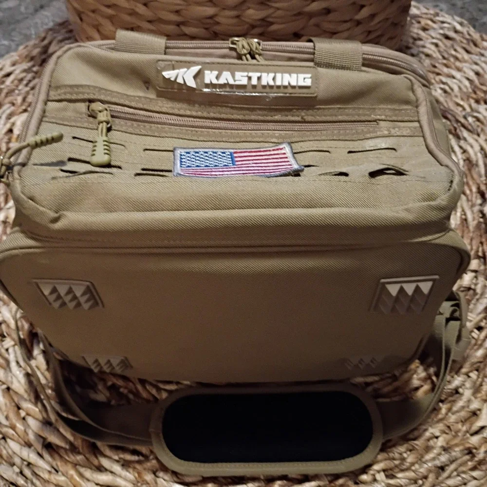 KastKing Fishing Tackle Bag Tan Tactical MOLLE Gear Organizer with Utility Boxes